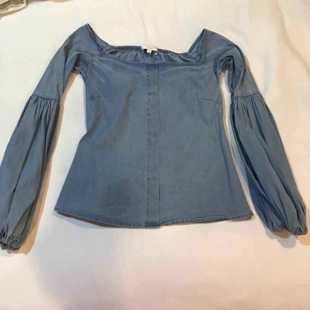 Caroline constas denim off the shoulder top